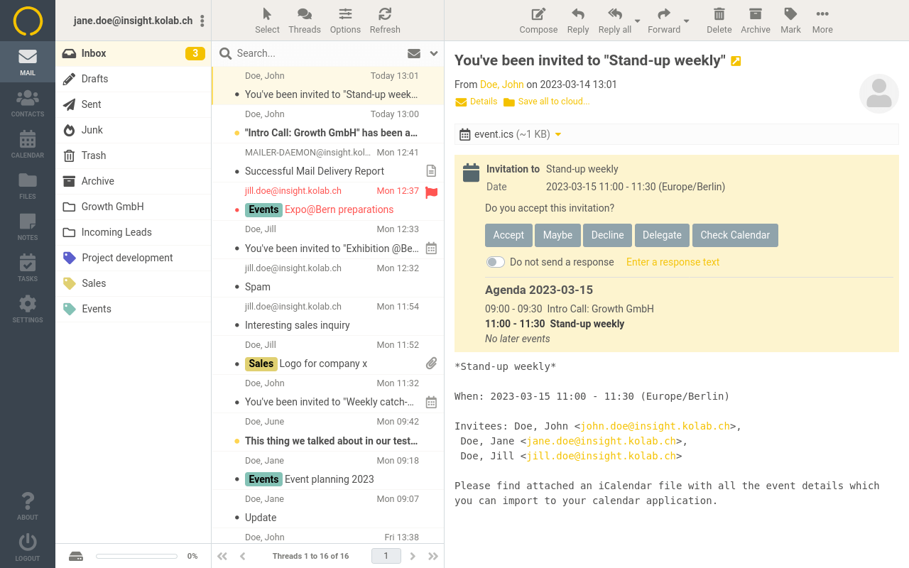 Calendar: Handling event invitations